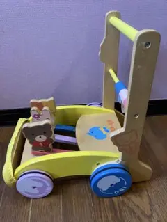 木製動物キャラクター押し車