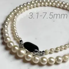 照り良 あこや真珠 グラデーションネックレス 3.1-7.5mm シルバー刻印