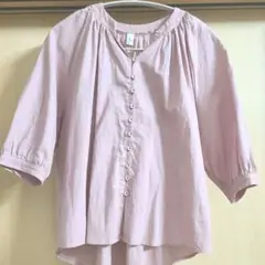 綿麻混　シャツ　ピンク
