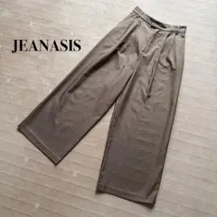 JEANASIS ワイドパンツ F ブラウン 茶色 チェック柄 ウエスト後ろゴム