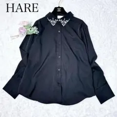 極美品✨ HARE ビジュー襟シャツ 黒 モード 韓国系 地雷系 高見えのサムネイル