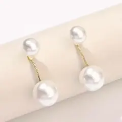 ピアス k18コーティング パール cz ゴールド 揺れる アレルギー対応