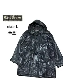 ★Wind Armor★本革★羊革★レザーコート★ダッフルコート★ブラック★L★のサムネイル