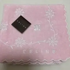 CELINE ピンク 刺繍 ハンカチ