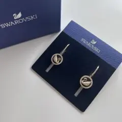 Swarovski 円形クリスタル　ゴールド　スワン　白鳥　ドロップ　箱付き