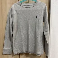 ポロ刺繍入りグレー長袖カットソー