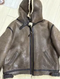 AVIREX ブラウンレザー フード付きジャケット　革ジャン