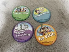 Disney ディズニー　缶バッチ　シールセット