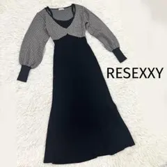 RESEXXY ハウンドトゥースニットワンピース　マーメイド　千鳥柄　黒