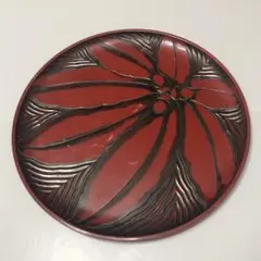 お盆 トレー 木製 漆器 丸盆 配膳 カフェ 古民家 おしゃれ ヤシの木 花彫