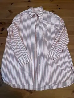 UNIQLO ストライプ 長袖シャツ レディース ピンクMユニクロ春物