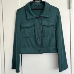 SHEIN ダークグリーン クロップドジャケット