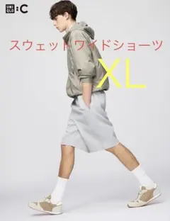 UNIQlO c スウェットワイドショーツ グレー XL