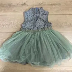 ★ドレス★90cm グリーン　フォーマルワンピース　レース