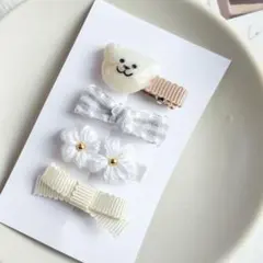 【新作】ヘアクリップ ヘアピン 4点セット ベビー 赤ちゃん 【春夏毛糸】
