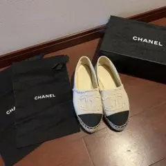新品】CHANEL ココマーク キャンバス エスパドリーユ フラットシューズ