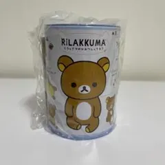 サンエックス　リラックマ 缶貯金箱 ホワイト＆水玉ライトブルー 約11cm