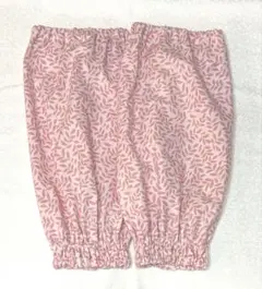 ハンドメイド　ロング丈　アームカバー　ピンク系　リーフ柄