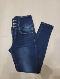 ハイウエスト 裏起毛 スキニーデニム S〜M