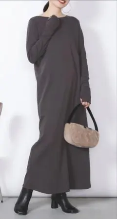 Demi-Luxe BEAMS ロングワンピース(チャコールグレイ/サイズ36)