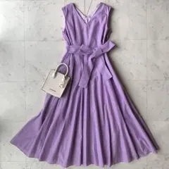 美品 ダイアグラム カシュクールワンピース ノースリーブ ベージュ 