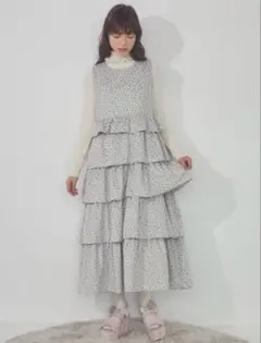 【完売品】メリージェニー ティアード ジャンスカ ワンピース 花柄 グリーン 春