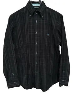 バーバリーブラックレーベル ボタンシャツ 長袖 ノバチェック 黒色　日本製