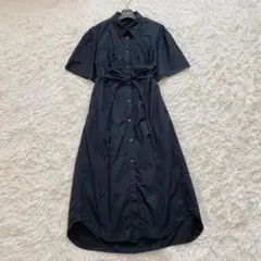 【美品】メゾンスペシャル コットンシャツワンピース リボンベルト ロング アシメ