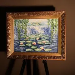 版画 額付き モネ 睡蓮の池・緑のハーモニー 絵画 リトグラフ パリ 直