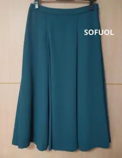 ソフール　SOFUOL　ひざ丈スカート　グリーン系　Мサイズ　フレアスカートのサムネイル