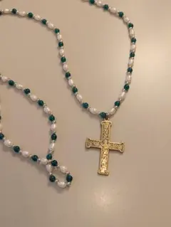 作家様 ネックレス ビーズ 十字架 クロス ハンドメイド - メルカリ