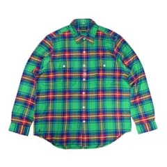 L ポロ ラルフローレン シャツ チェック柄 長袖 コットン ポニーロゴ 刺繍