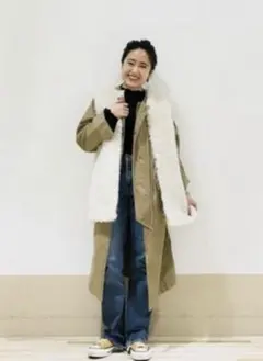 kbf ファーベスト付きミリタリーコート