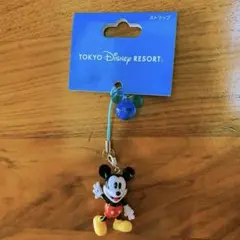 《未使用》ミッキーマウス　レトロ　ストラップ　キーホールダー