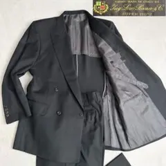 美品 ロロピアーナ Super110s ダブル スーツ 黒 L相当 012