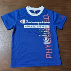 Champion 青 Tシャツ プリント入り