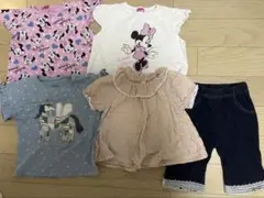 ミニーマウス、ユニコーンデザインTシャツ 膝下ズボンセット 100cm110cm