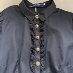 極美品 バーバリー ノバチェック フリル Aライン ワンピース M ブラック