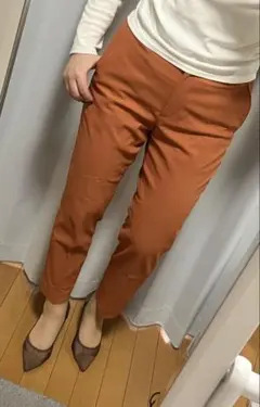 【PLST 】Lサイズ　センタープレスパンツ オレンジ きれいめ 差し色 春夏