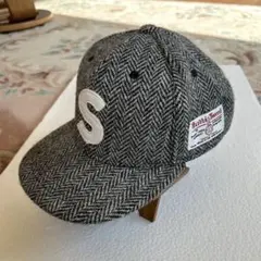 ヘリンボーンパターン グレーキャップ S刺繍