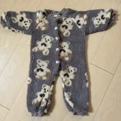 クマ柄フリースロンパース 80cm