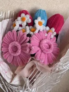 可愛いカラフルなモールフラワー 枯れない花束 インテリア 置物 プレゼント