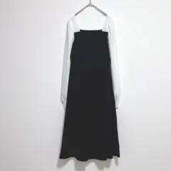 Dazy♡SHEIN♡シフォンスリーブ 切り替えロング丈ワンピース M