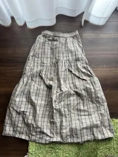 earth music & ecology ベージュ チェック柄 スカート F