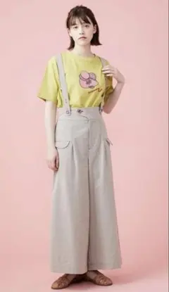ホコモモラ 【美品】サッカーストライプ　サスペンダー付パンツ　Lのサムネイル