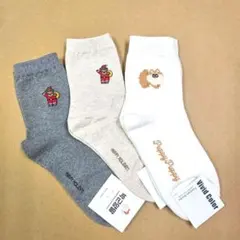 サンタと犬のソックス3足セット