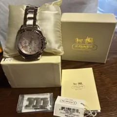 COACH レディース 腕時計 フラワー文字盤 グレー レザーベルト 箱付き 