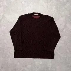 90s 総柄デザイン 長袖トップス ワインレッド系