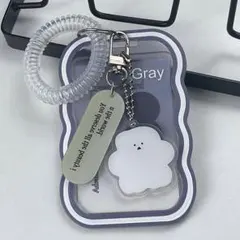 グレー カードホルダー トレカケース 推し活 パスケース 定期入れ クリア