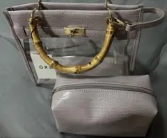 GRL 薄紫色 クロコダイル風ハンドバッグ